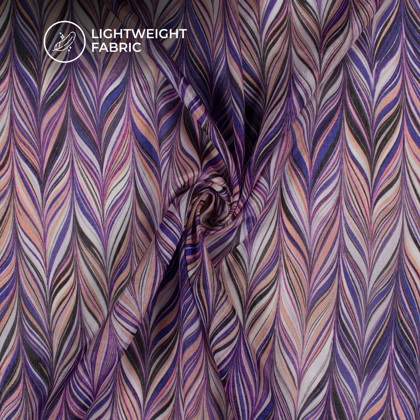 Purple Chevron Digital Print Poly Chinnon Chiffon Fabric