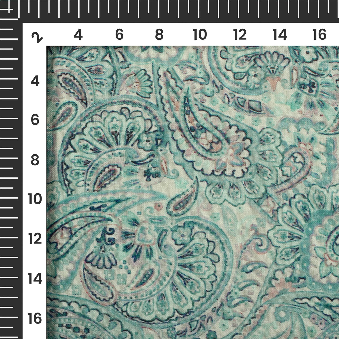 Traditional Paisley Digital Print Linen Textured Fabric (Width 56 Inches)