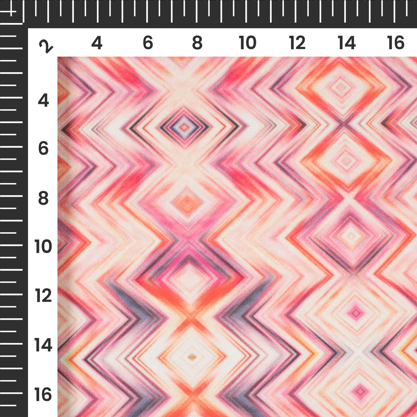 Fuscia Pink Chevon Digital Print Lycra Fabric (Width 58 Inches)