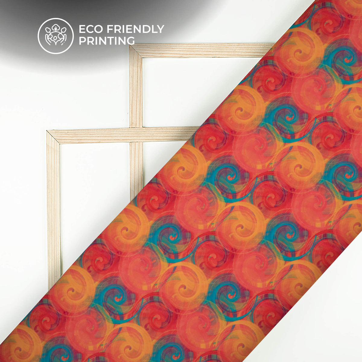 Honey Orange Geometrical Digital Print Muslin Fabric