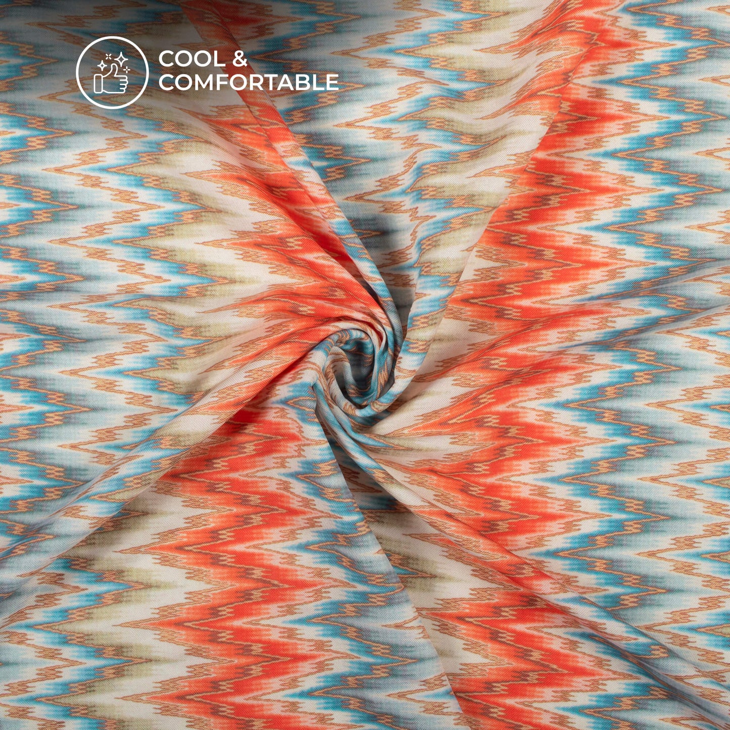 Fire Orange Chevron Digital Print Rayon Fabric