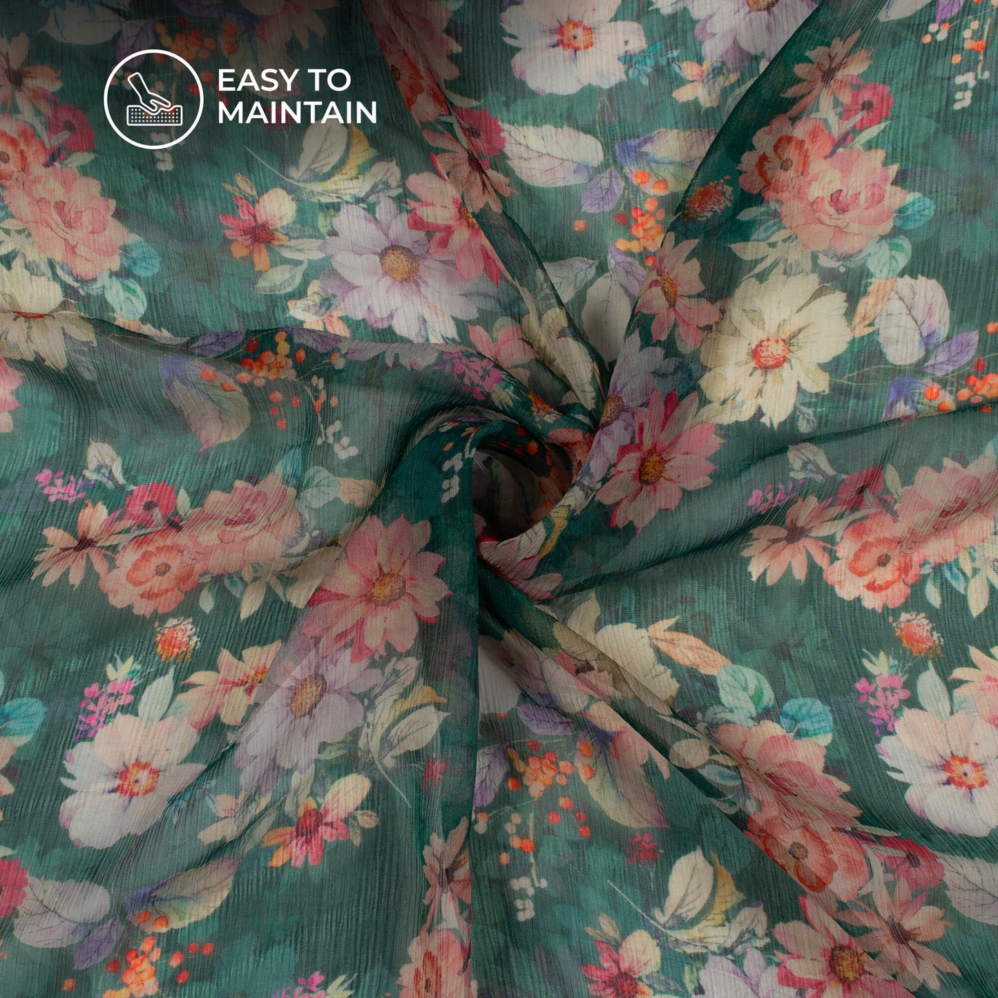 Castleton Green Floral Digital Print Bemberg Chiffon Fabric