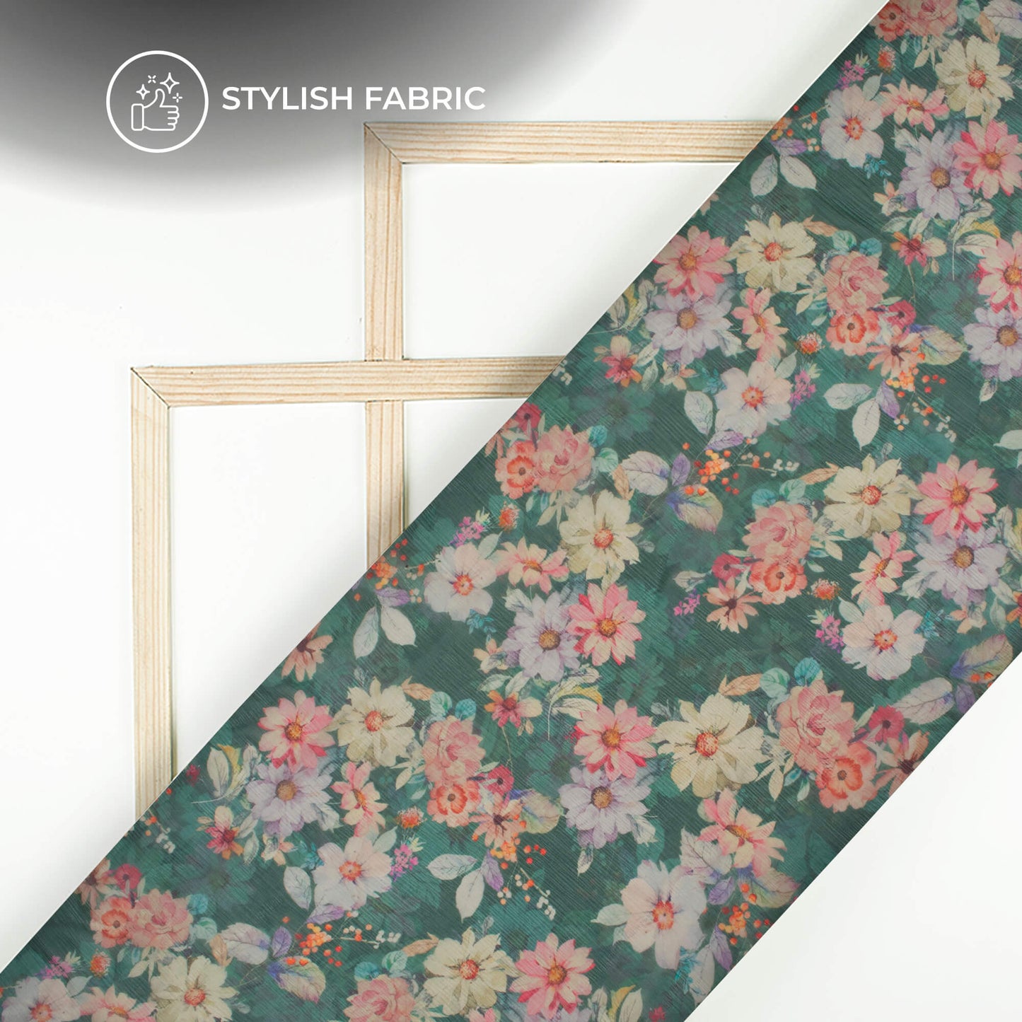 Castleton Green Floral Digital Print Bemberg Chiffon Fabric