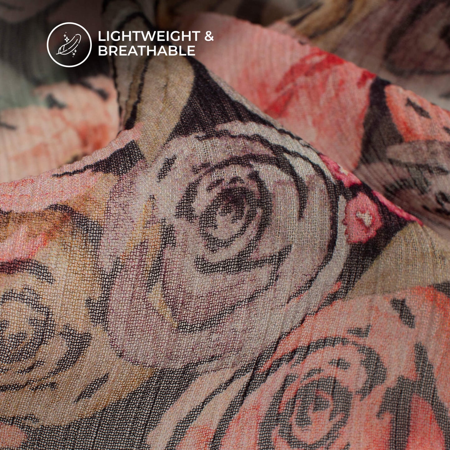 Light Pink Floral Digital Print Bemberg Chiffon Fabric