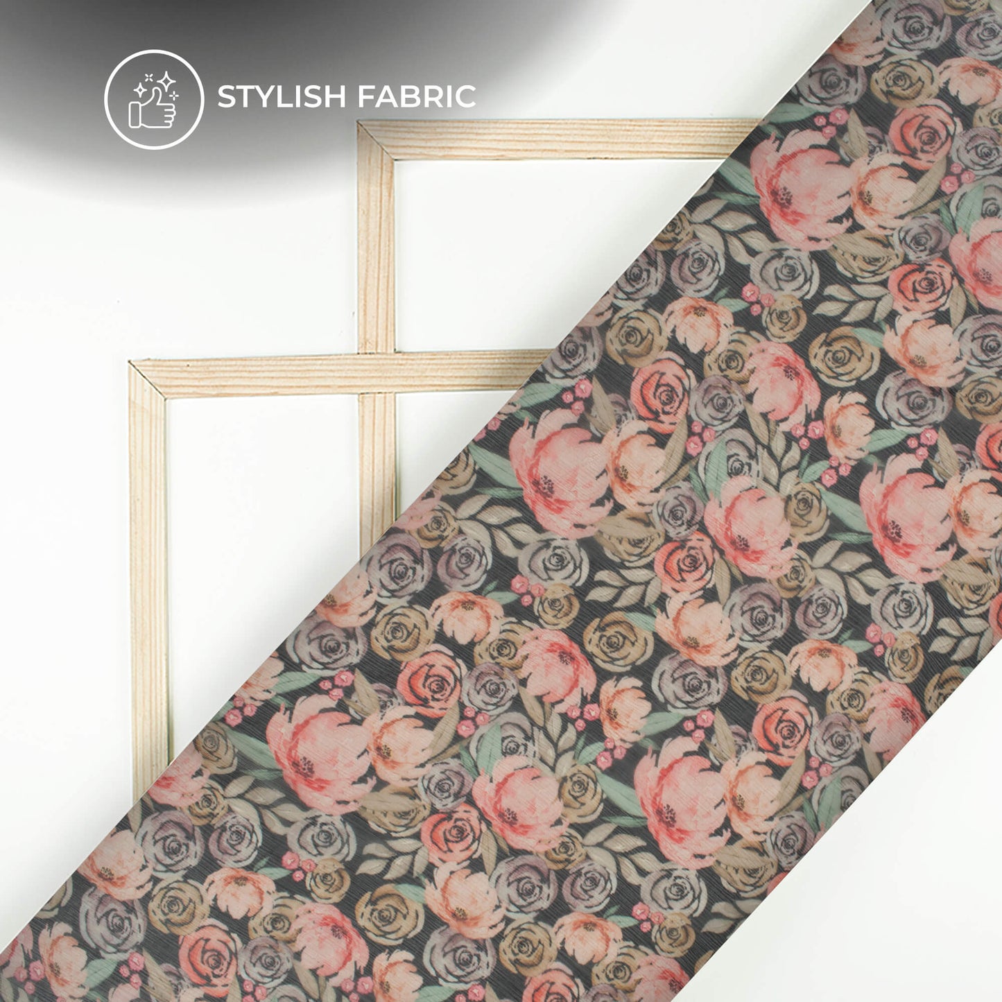 Light Pink Floral Digital Print Bemberg Chiffon Fabric