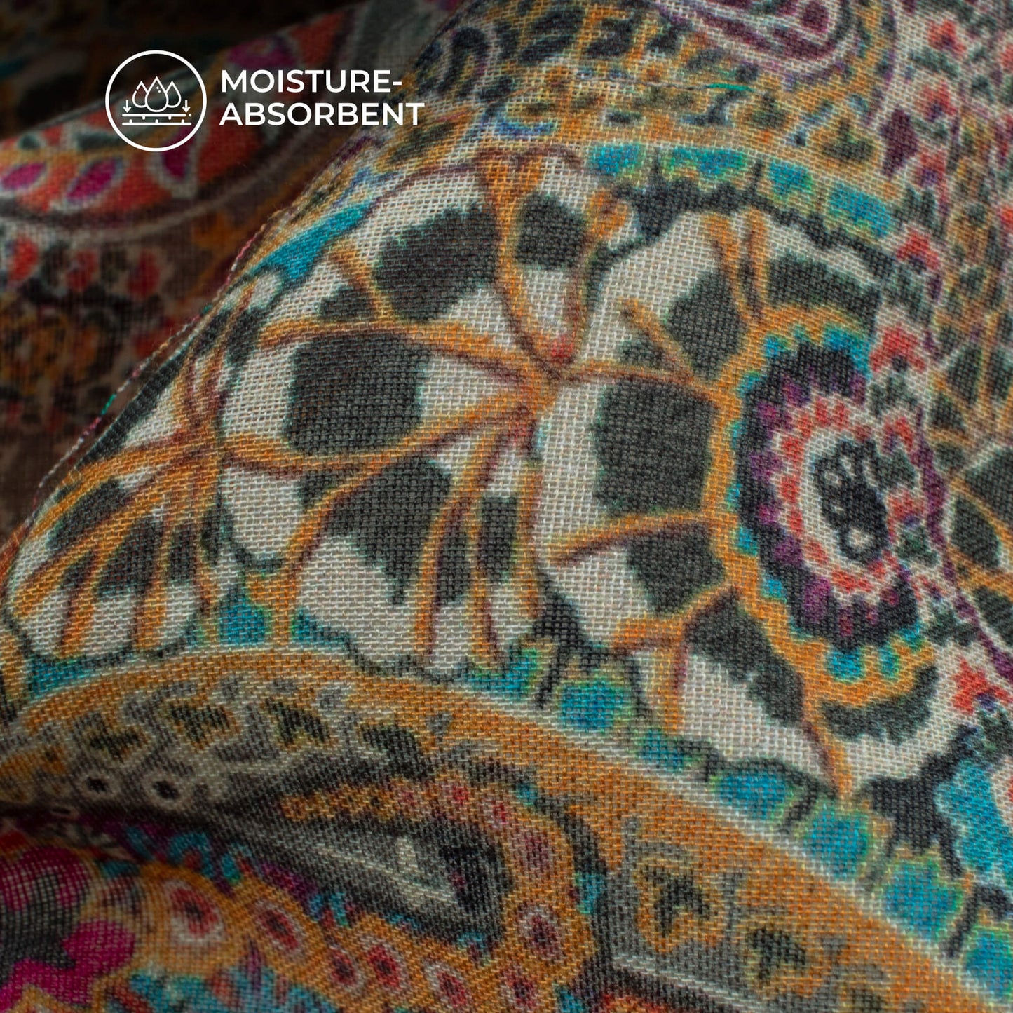 Multi-Color Paisley Digital Print Pure Cotton Mulmul Fabric