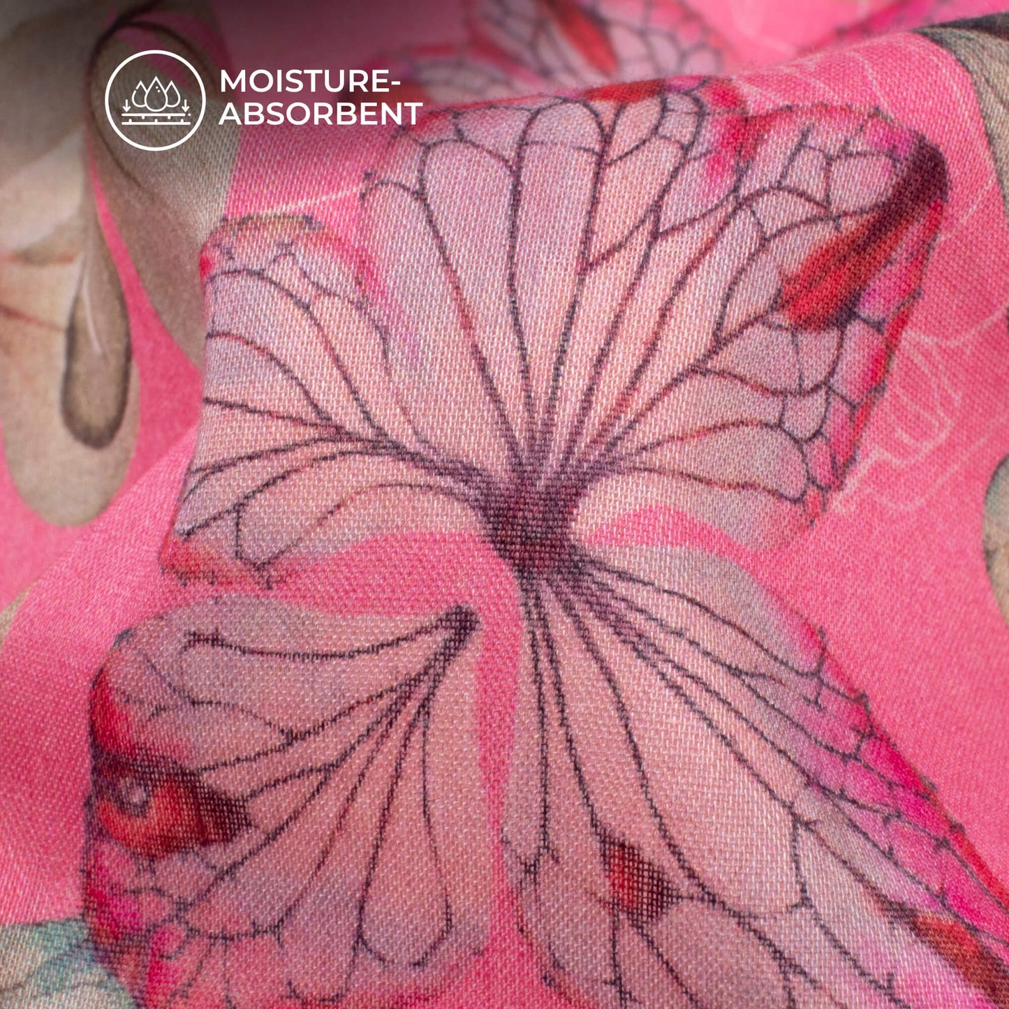Fuscia Pink Floral Digital Print Pure Cotton Mulmul Fabric