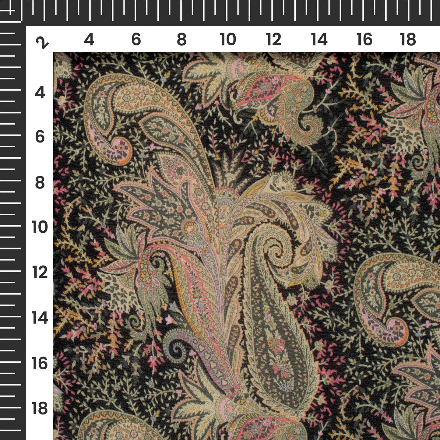 Rose Pink Paisley Digital Print Viscose Natural Crepe Fabric