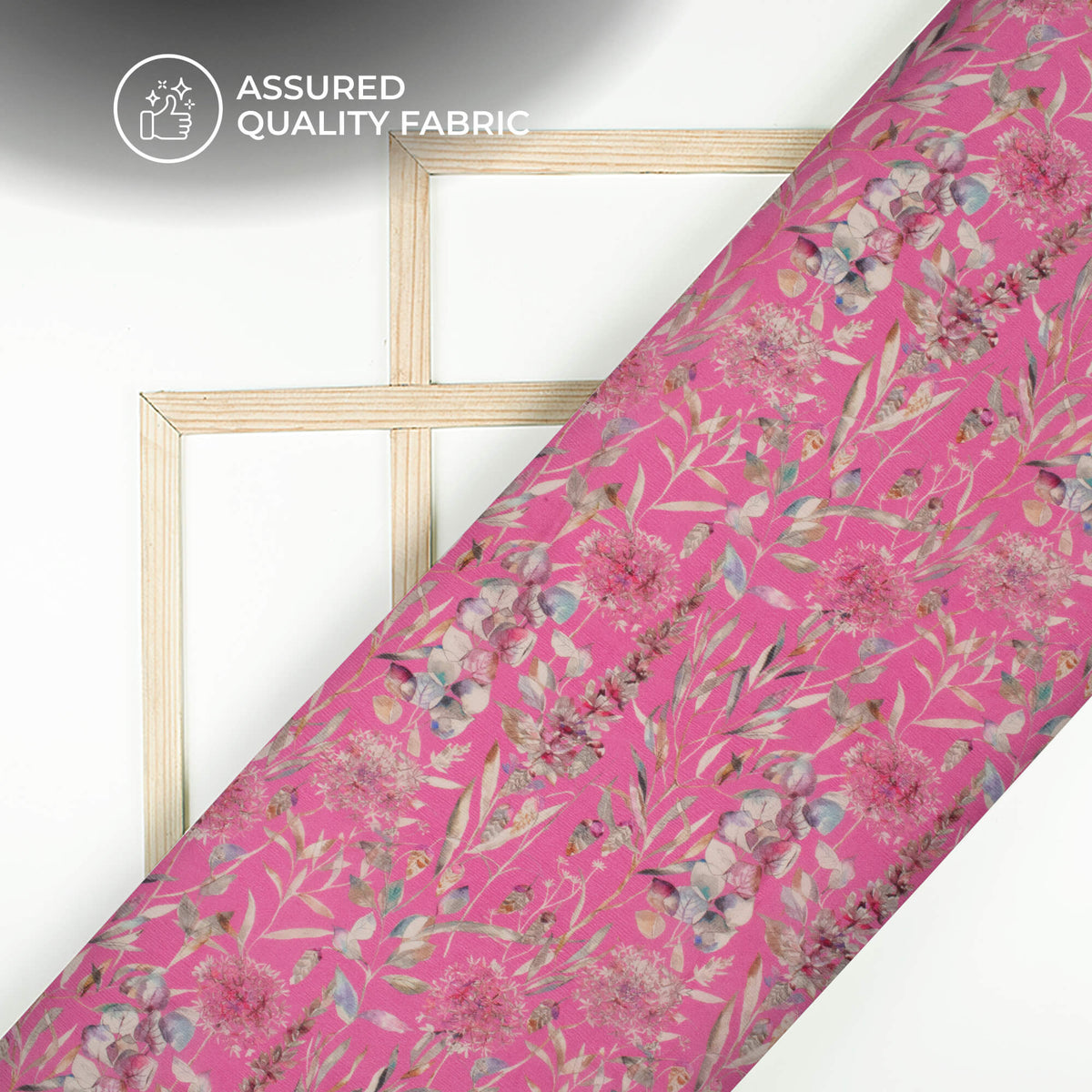 Fuscia Pink Floral Digital Print Viscose Chinnon Chiffon Fabric
