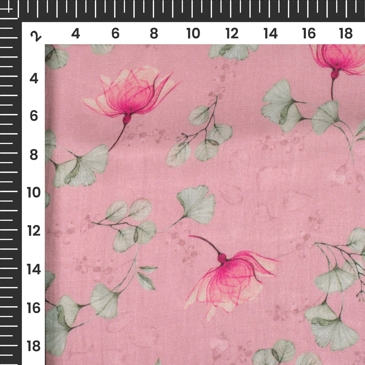 Fuscia Pink Floral Digital Print Viscose Gaji Silk Fabric