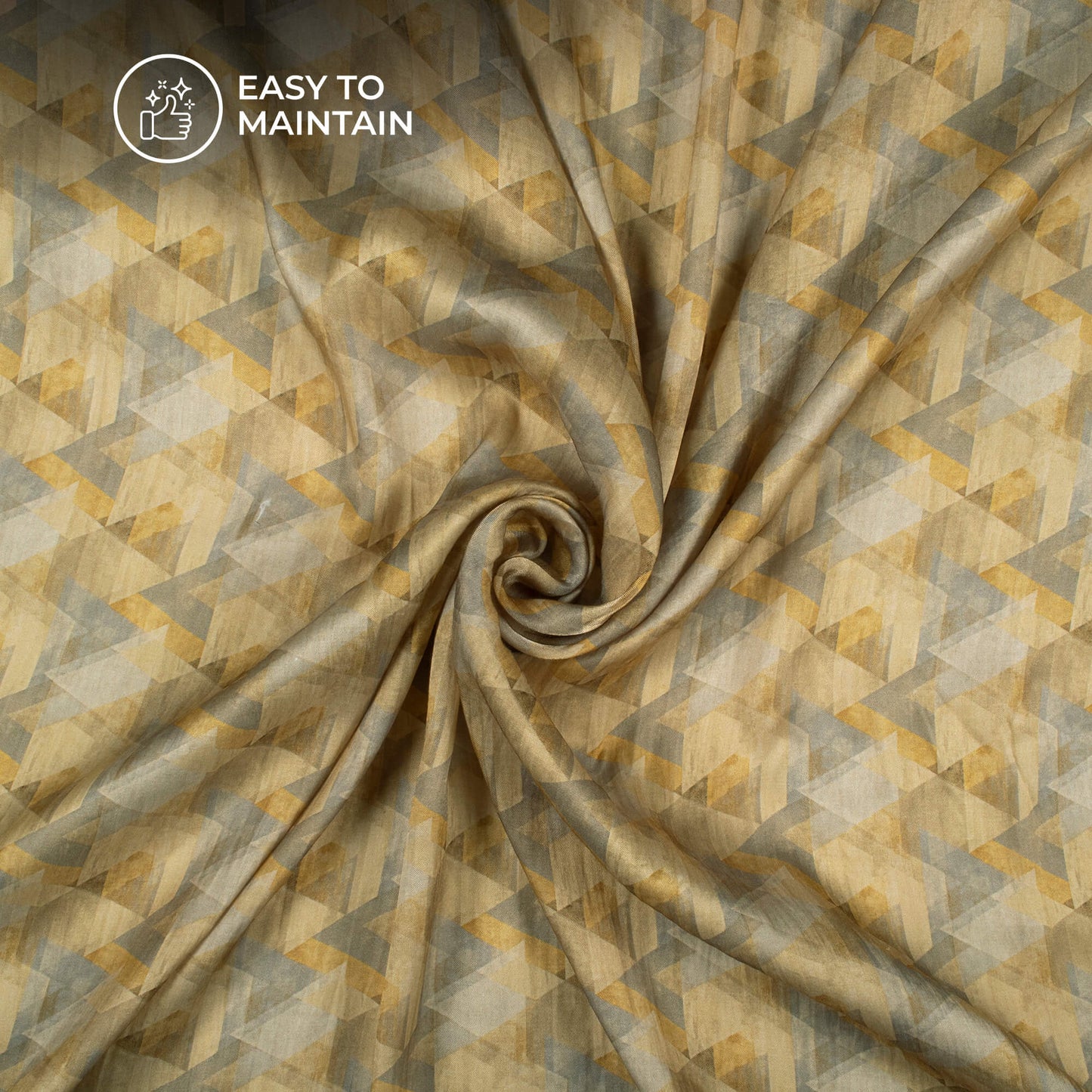 Goldenrod Yellow Geometrical Digital Print Viscose Gaji Silk Fabric