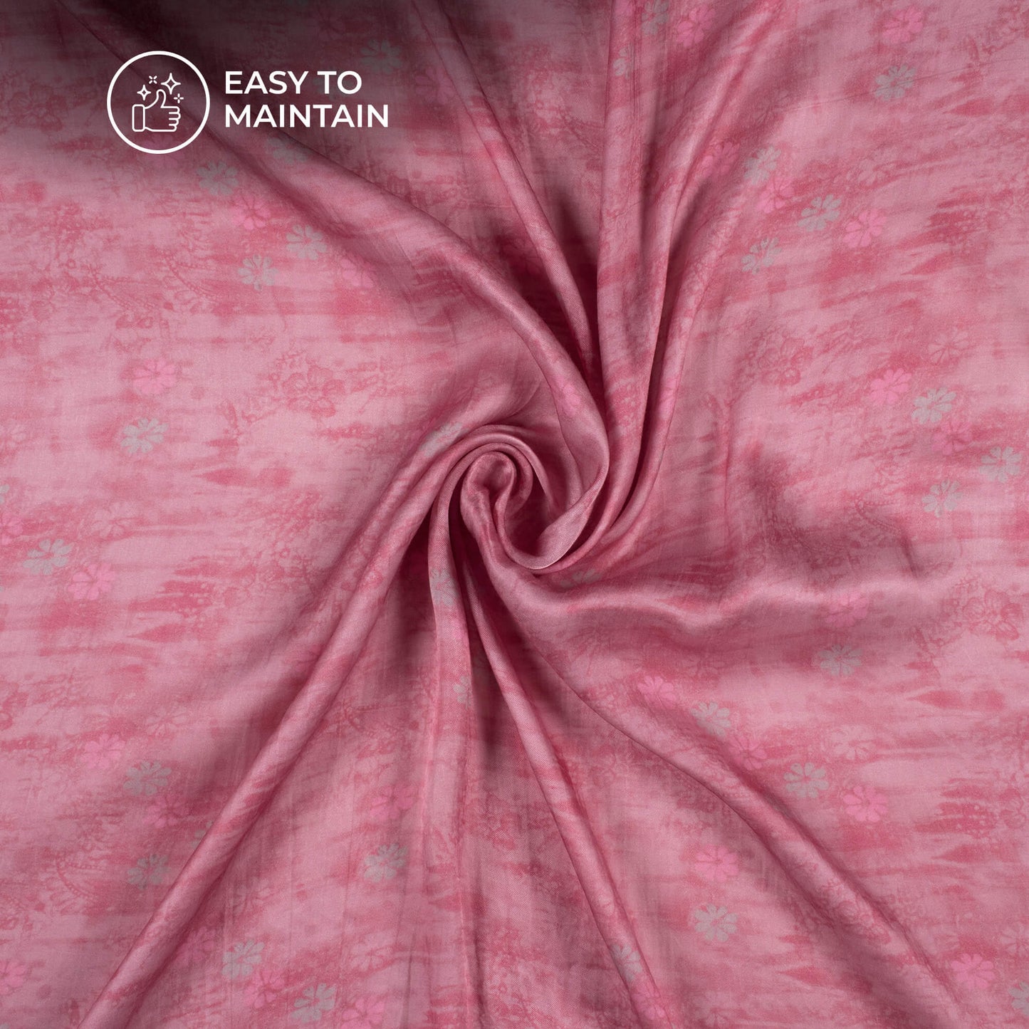 Rose Pink Floral Digital Print Viscose Gaji Silk Fabric
