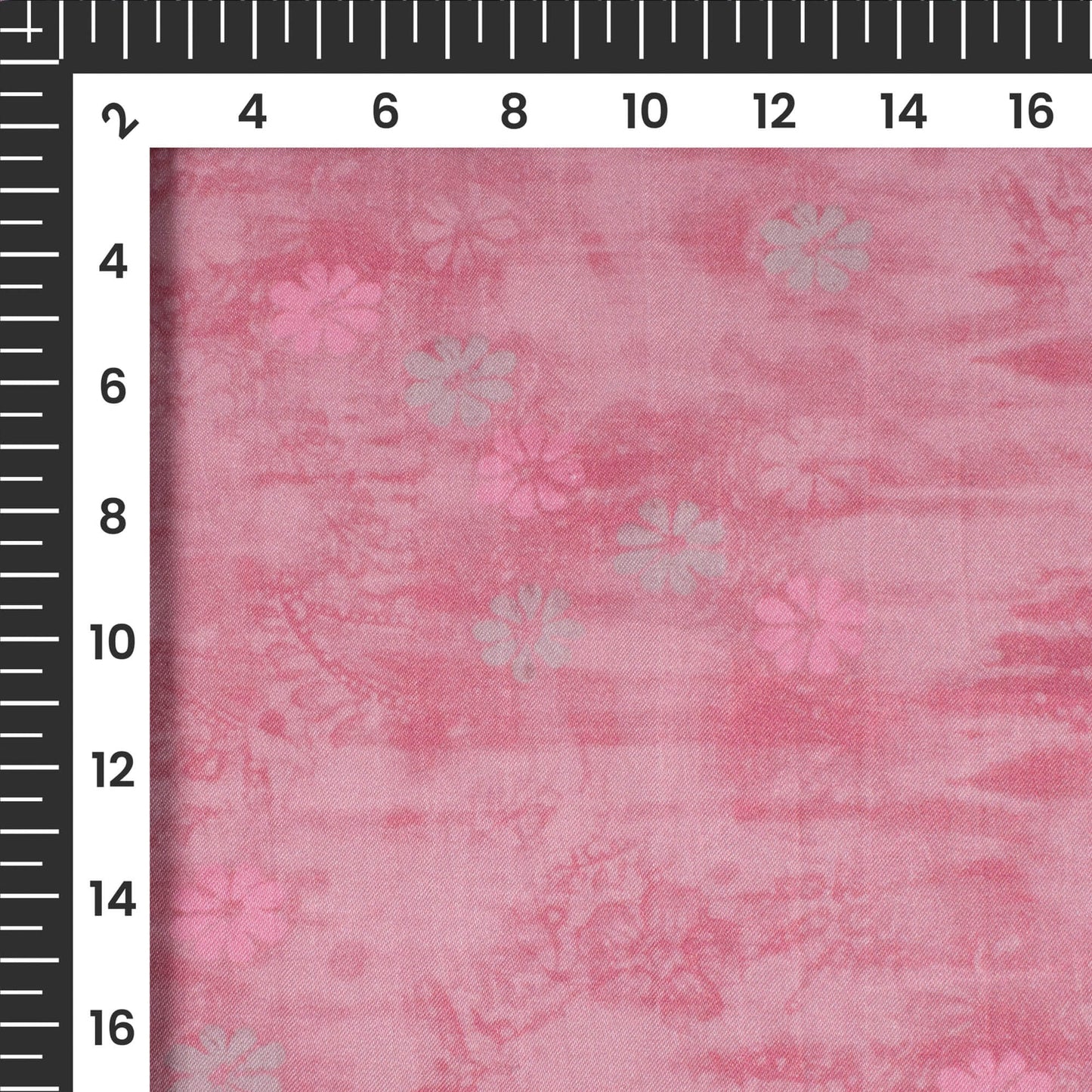 Rose Pink Floral Digital Print Viscose Gaji Silk Fabric