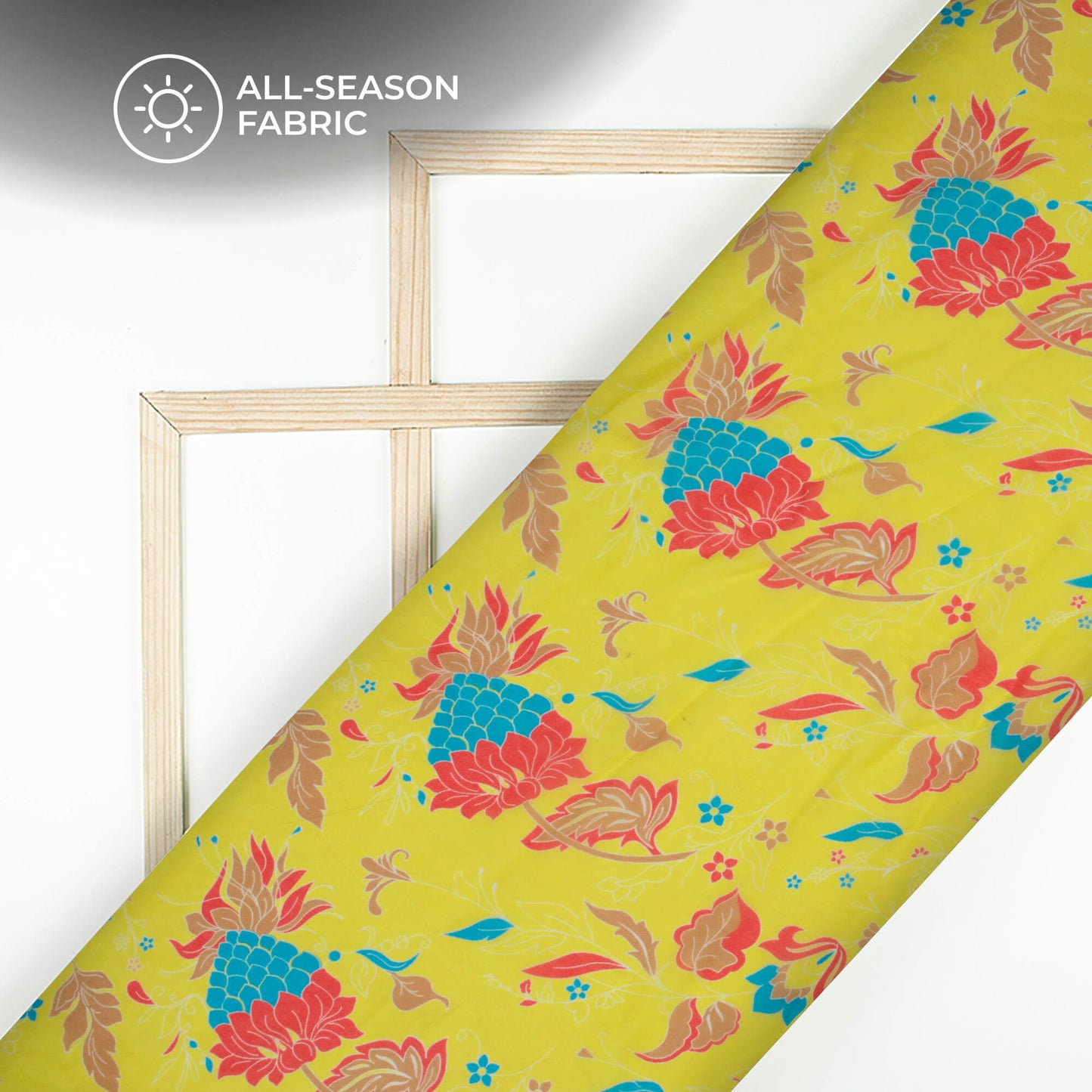 Lemon Yellow Floral Digital Print Pure Georgette Fabric