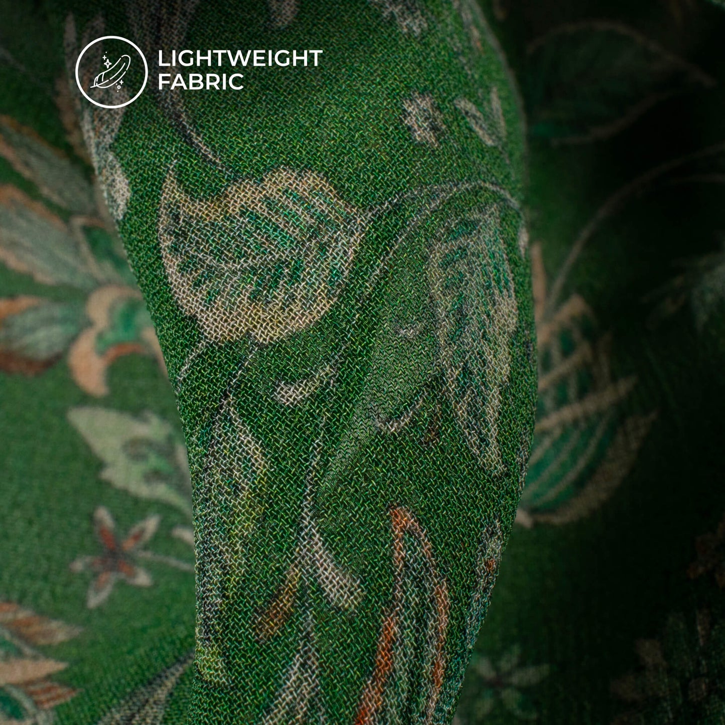 Dark Green Floral Digital Print Pure Georgette Fabric