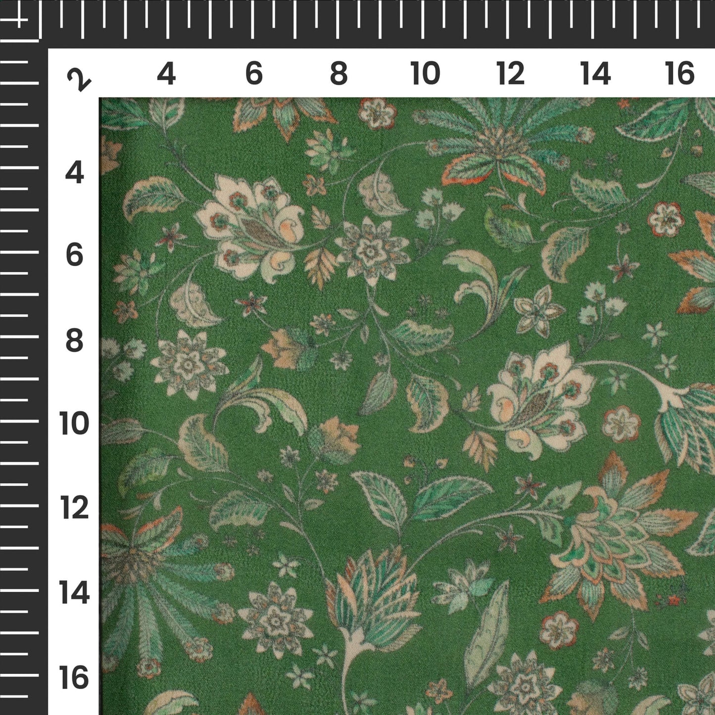 Dark Green Floral Digital Print Pure Georgette Fabric