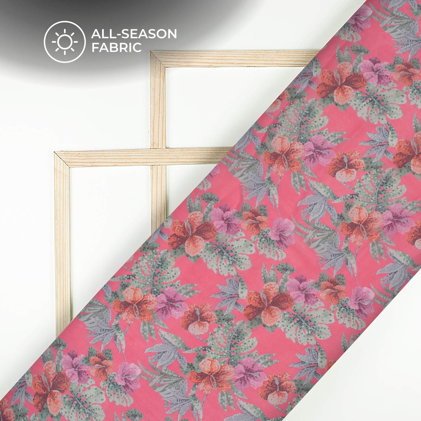 Taffy Pink Floral Digital Print Pure Georgette Fabric