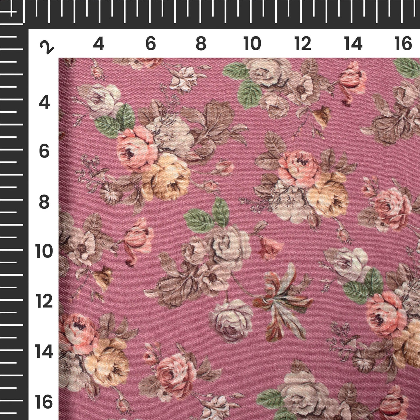 Pink Floral Digital Print Viscose Muslin Fabric