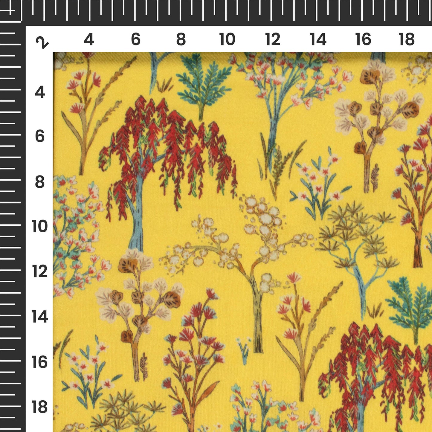 Mustard Leaf Digital Print Viscose Muslin Fabric