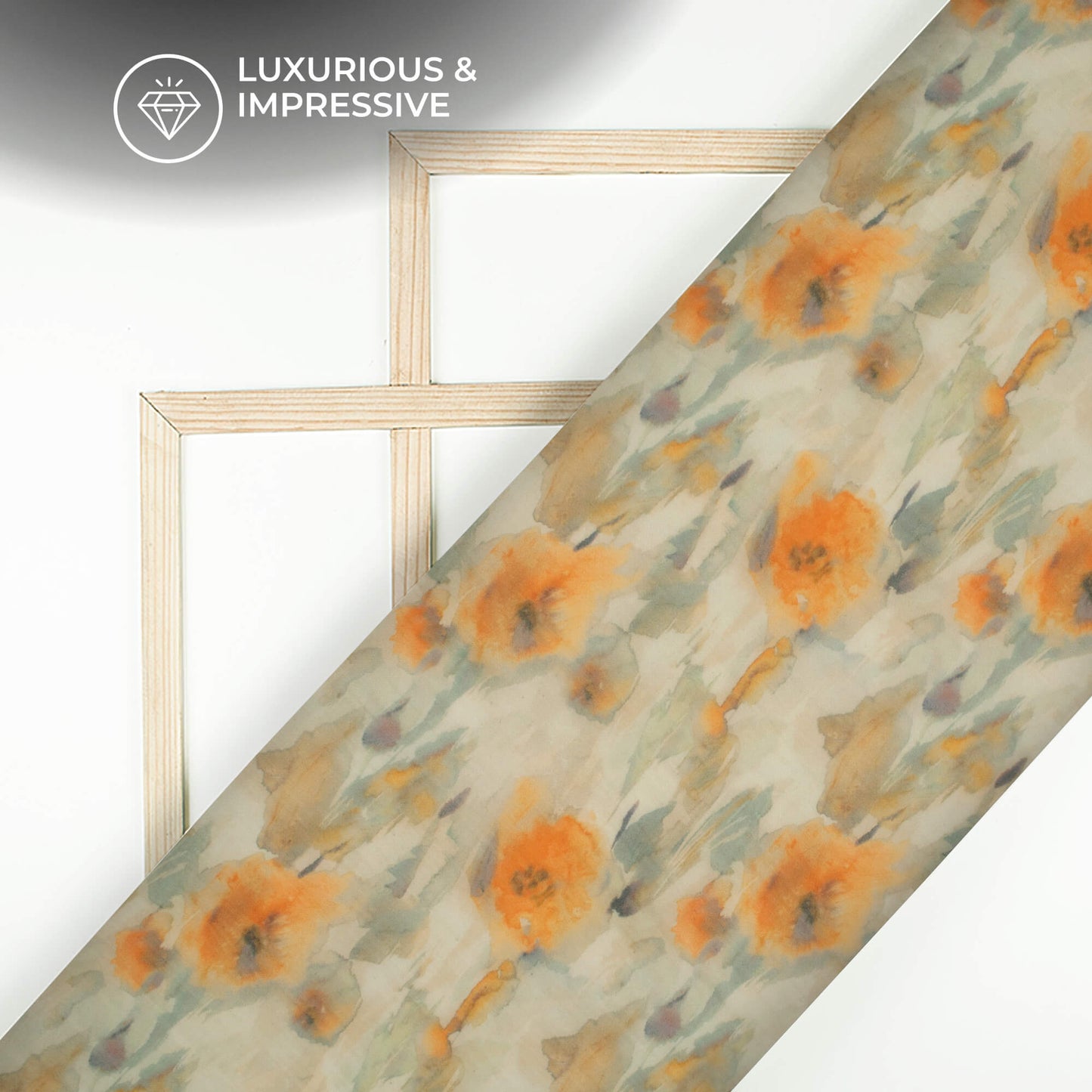 Tiger Orange Floral Digital Print Pure Organza Fabric