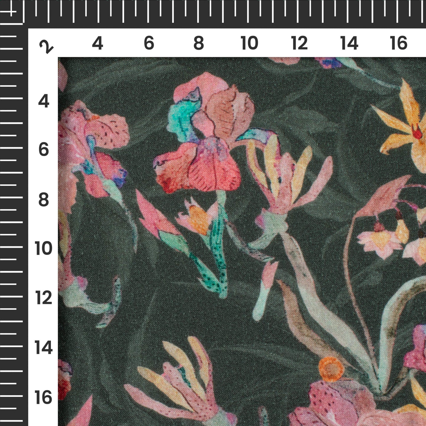 Shadow Gray Floral Digital Print Viscose Rayon Fabric(Width 58 Inches)