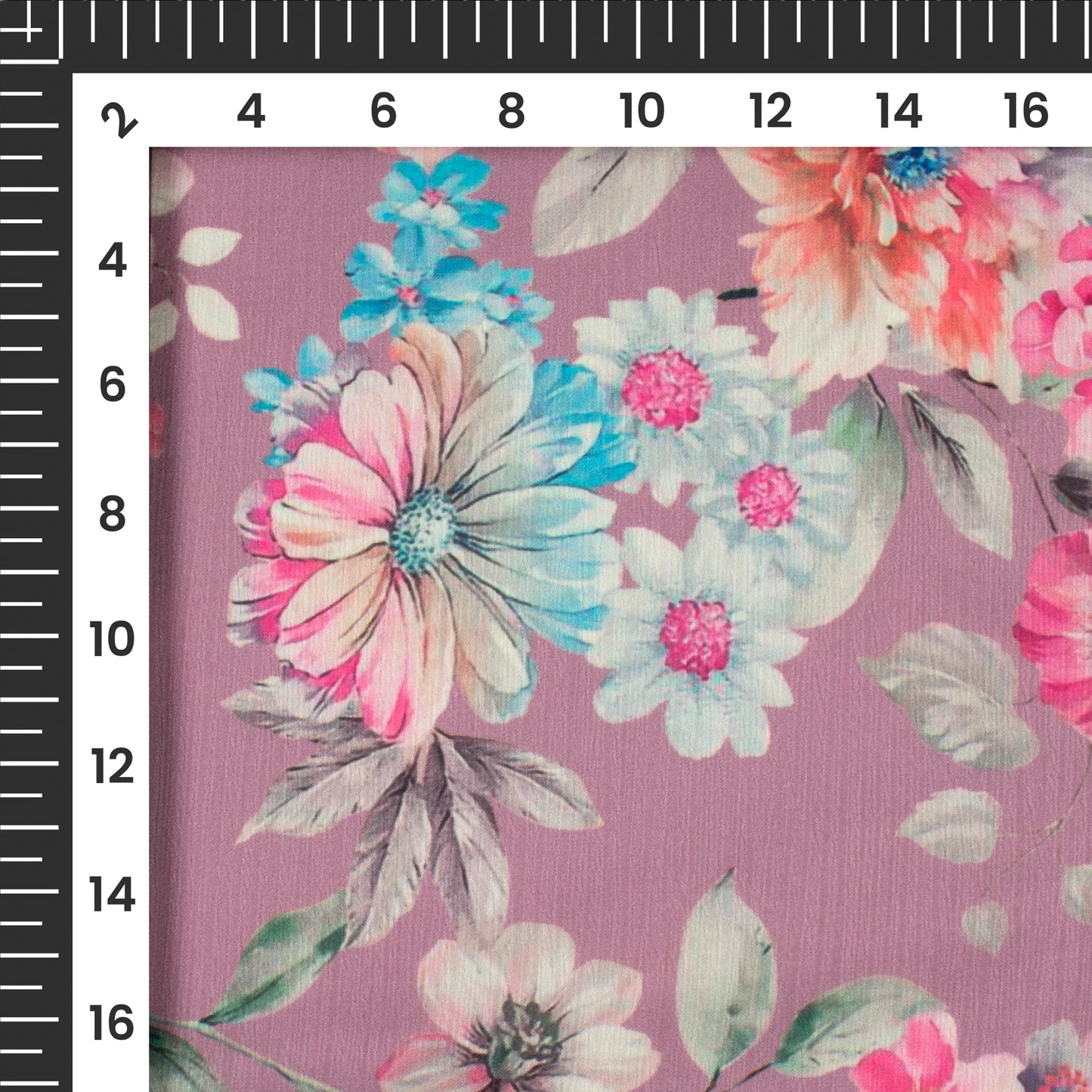 Taffy Pink Floral Digital Print Chiffon Satin Fabric