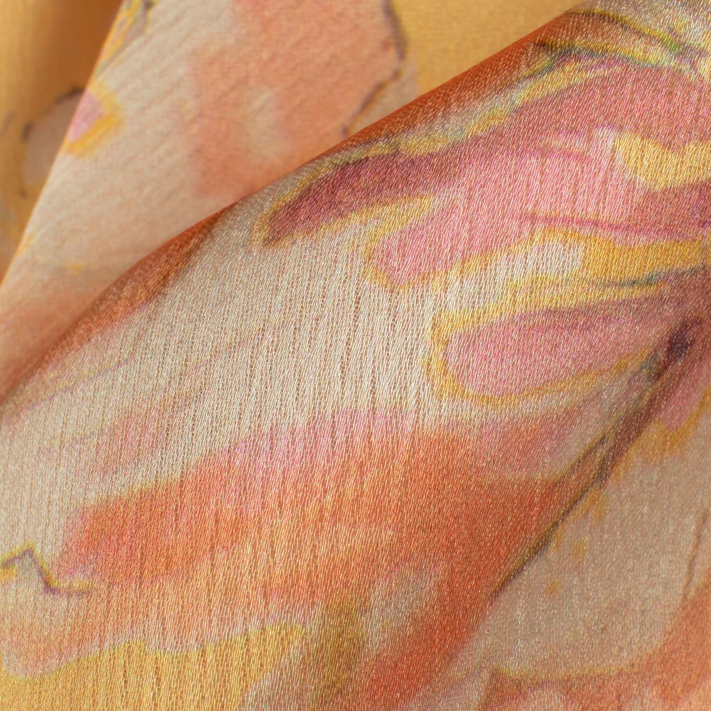 Pastle Yellow Floral Digital Print Chiffon Satin Fabric