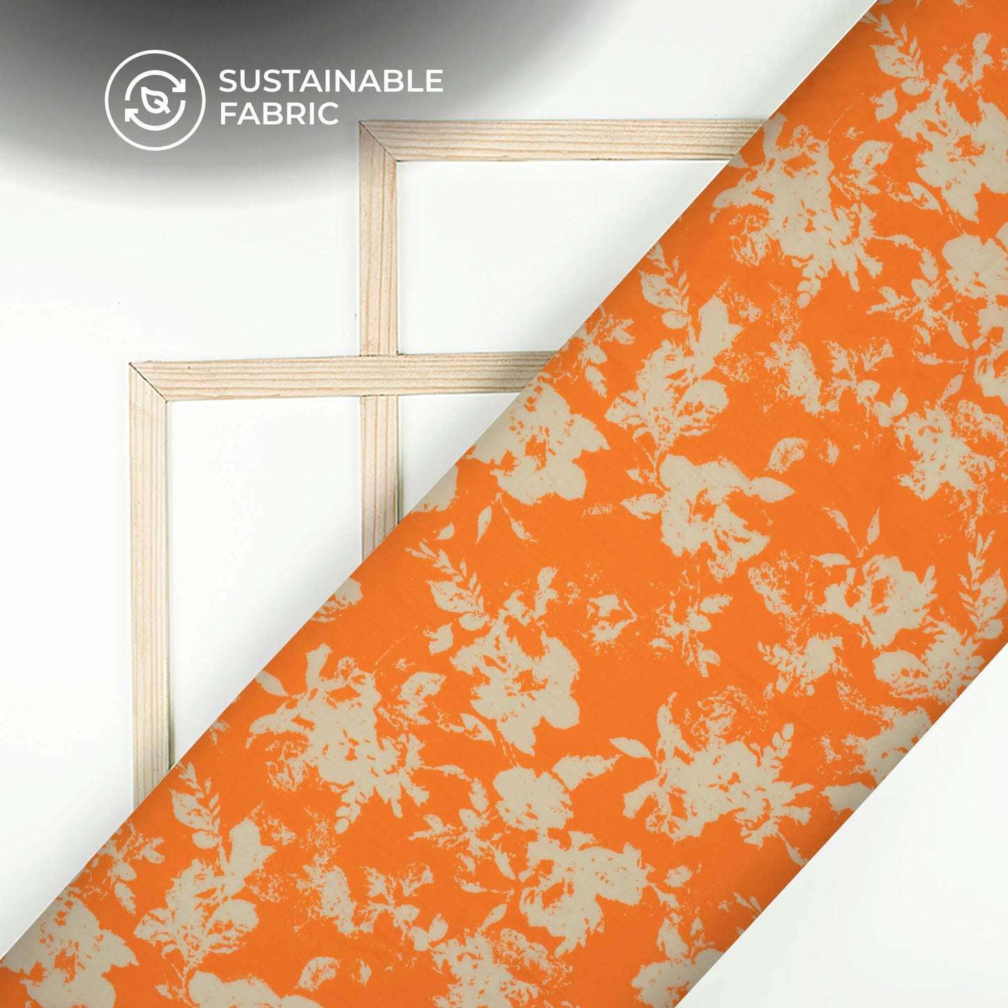 Tiger Orange Floral Digital Print Pure Cotton Mulmul Fabric