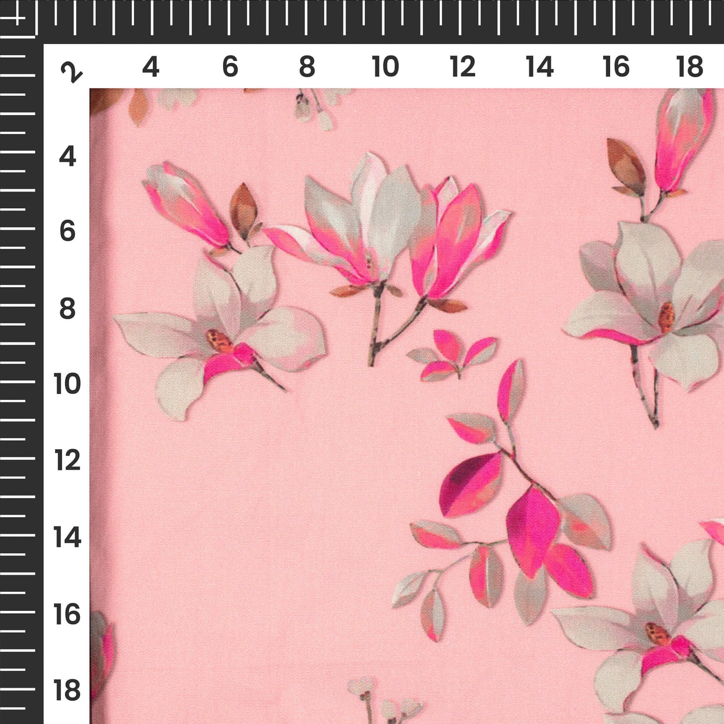 Rose Pink Floral Digital Print Poplin Fabric (Width 58 Inches)