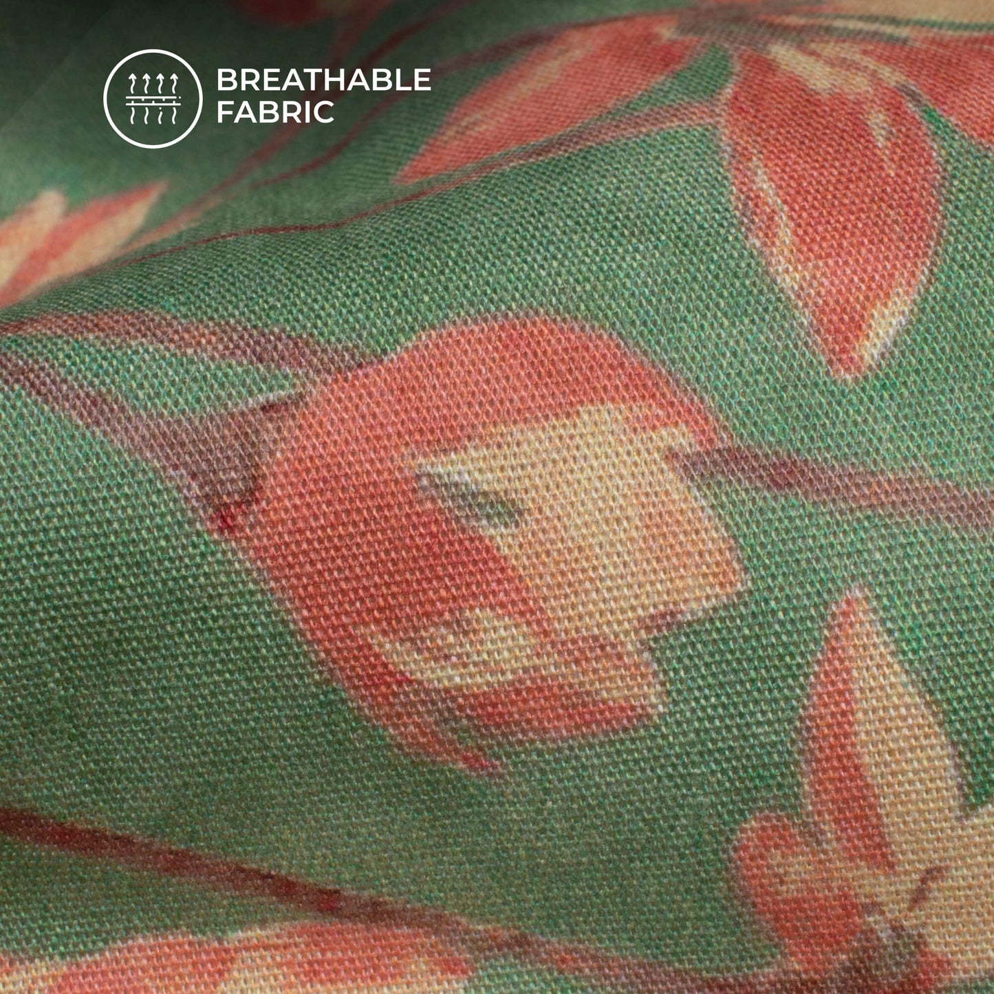 Light Green Floral Digital Print Poplin Fabric (Width 58 Inches)