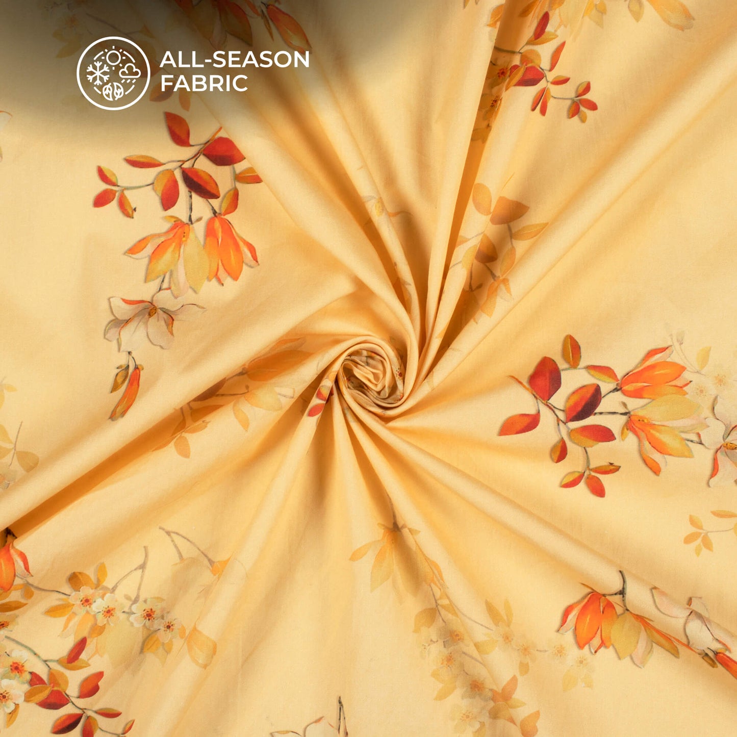 Red Brown Floral Digital Print Poplin Fabric (Width 58 Inches)