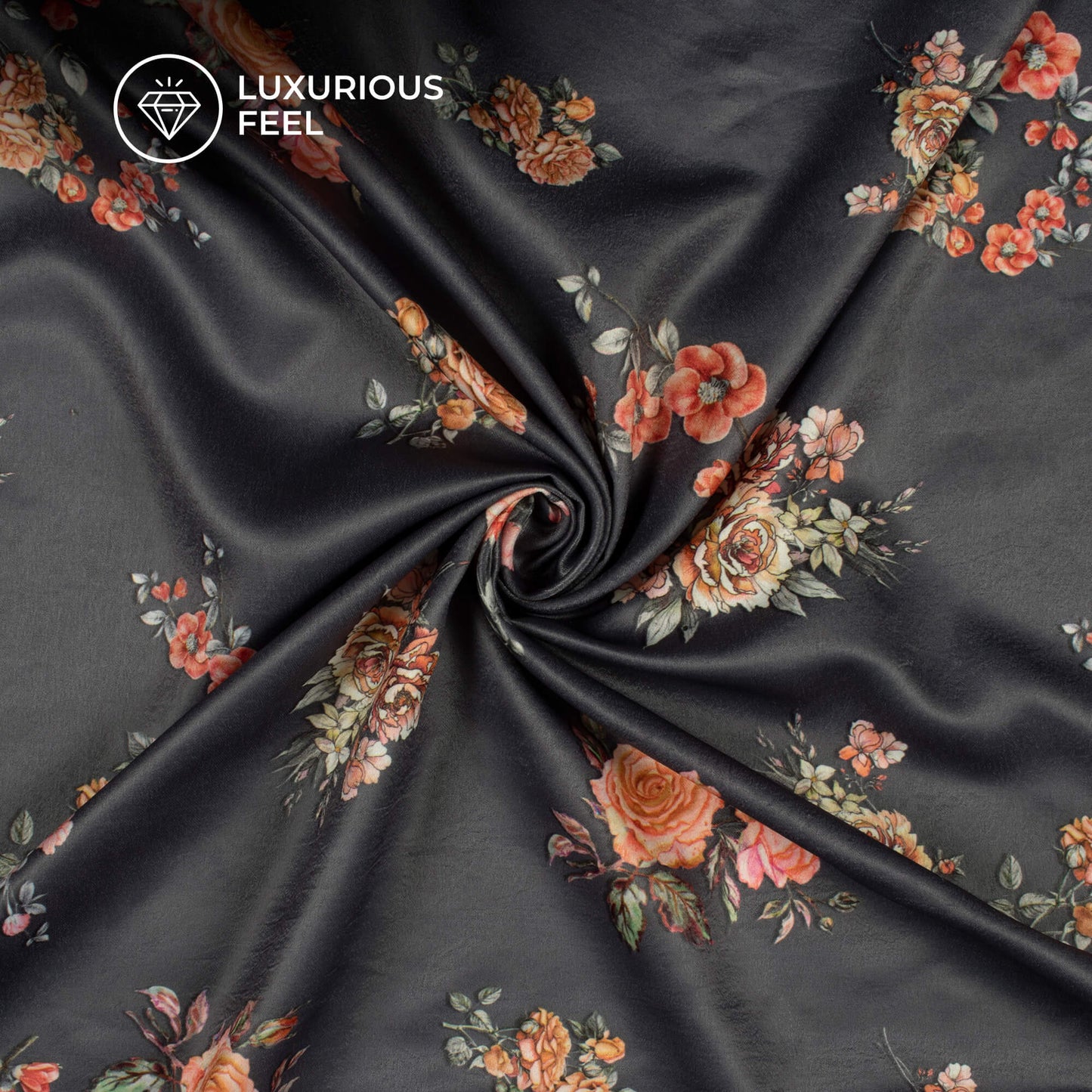 Lavish Floral Digital Print Lush Satin Fabric