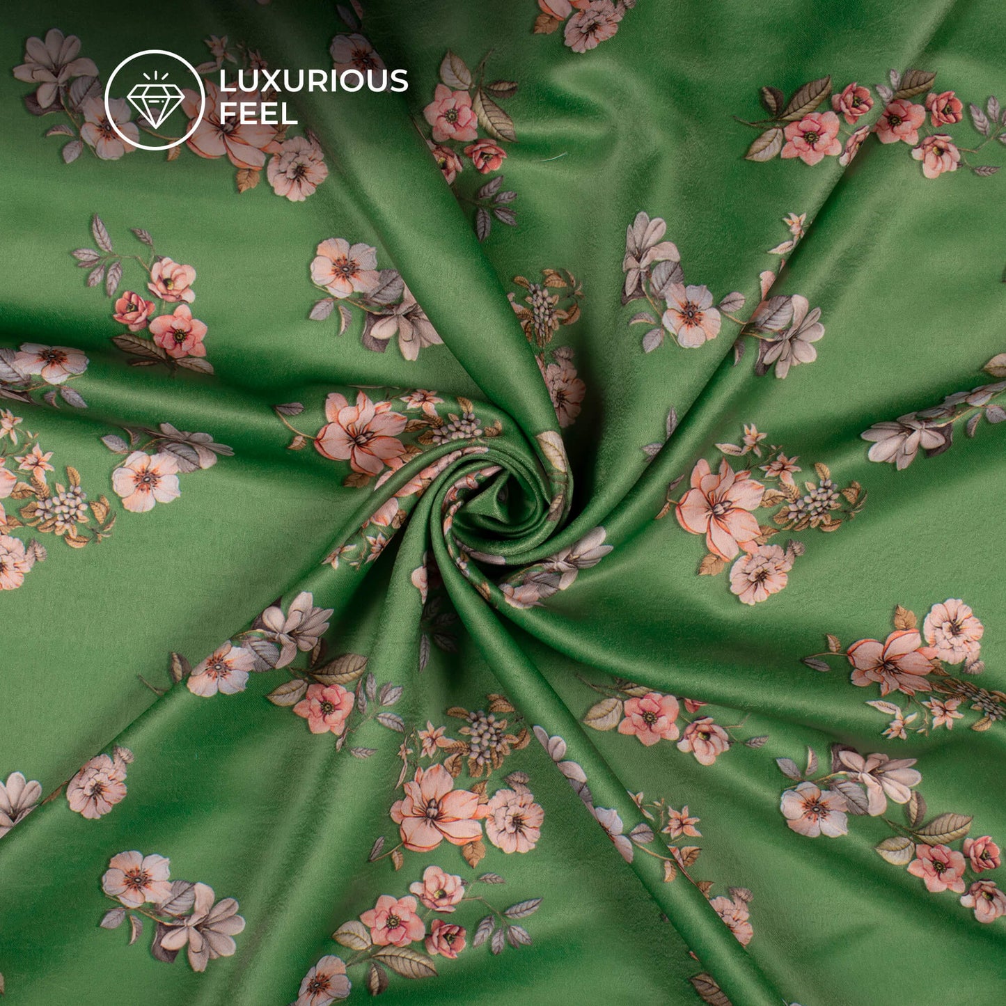 Luxurious Floral Digital Print Lush Satin Fabric