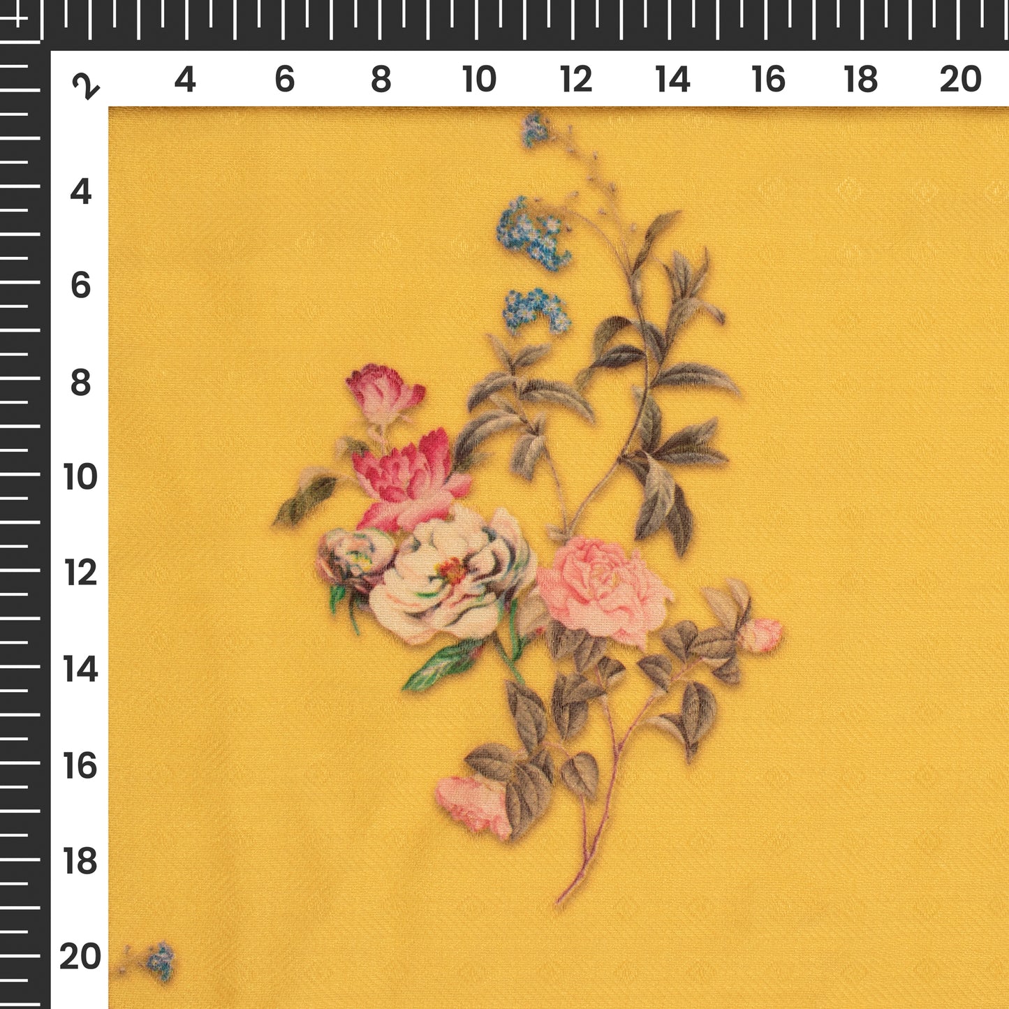 Yellow Floral Digital Print Pashmina Fabric