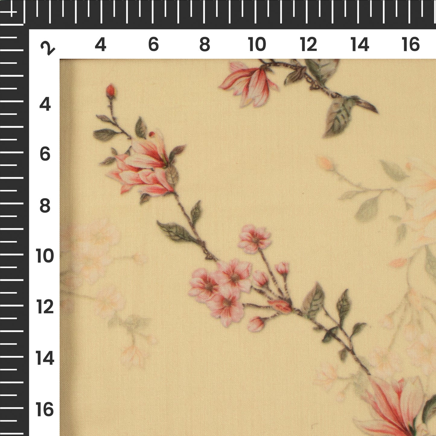 Pastle Yellow Floral Digital Print Poly Cambric Fabric