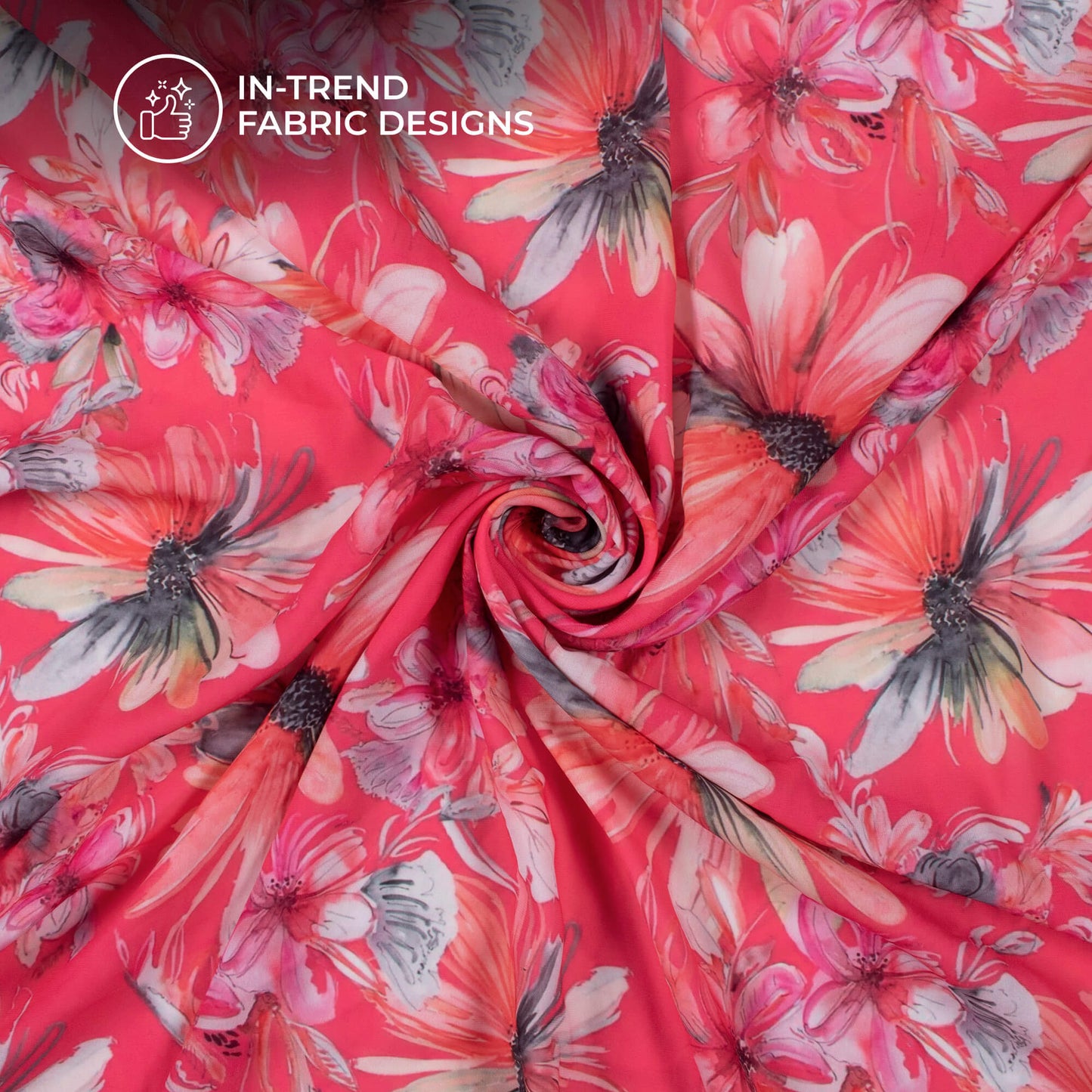 Lovely Floral Digital Print BSY Crepe Fabric