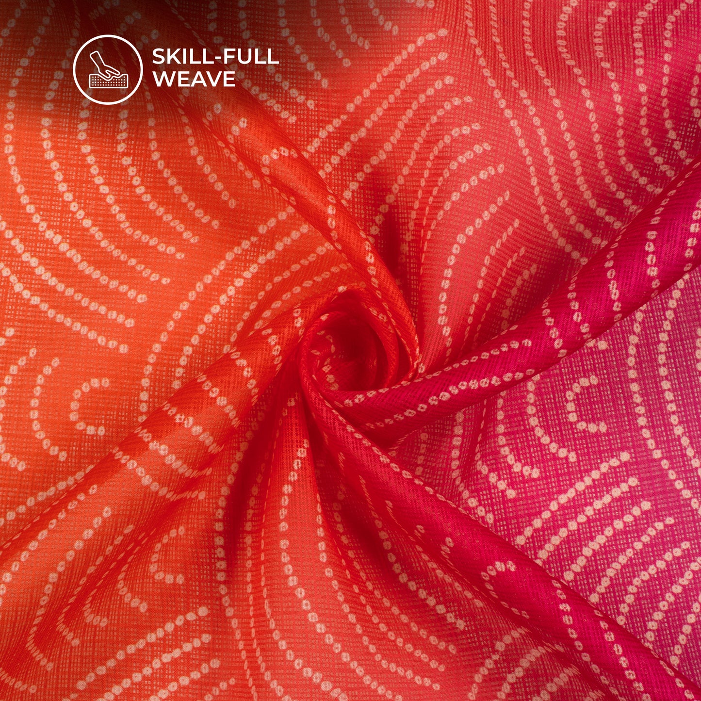 Attractive Bandhanii Ombre Digital Print Kota Doria Fabric