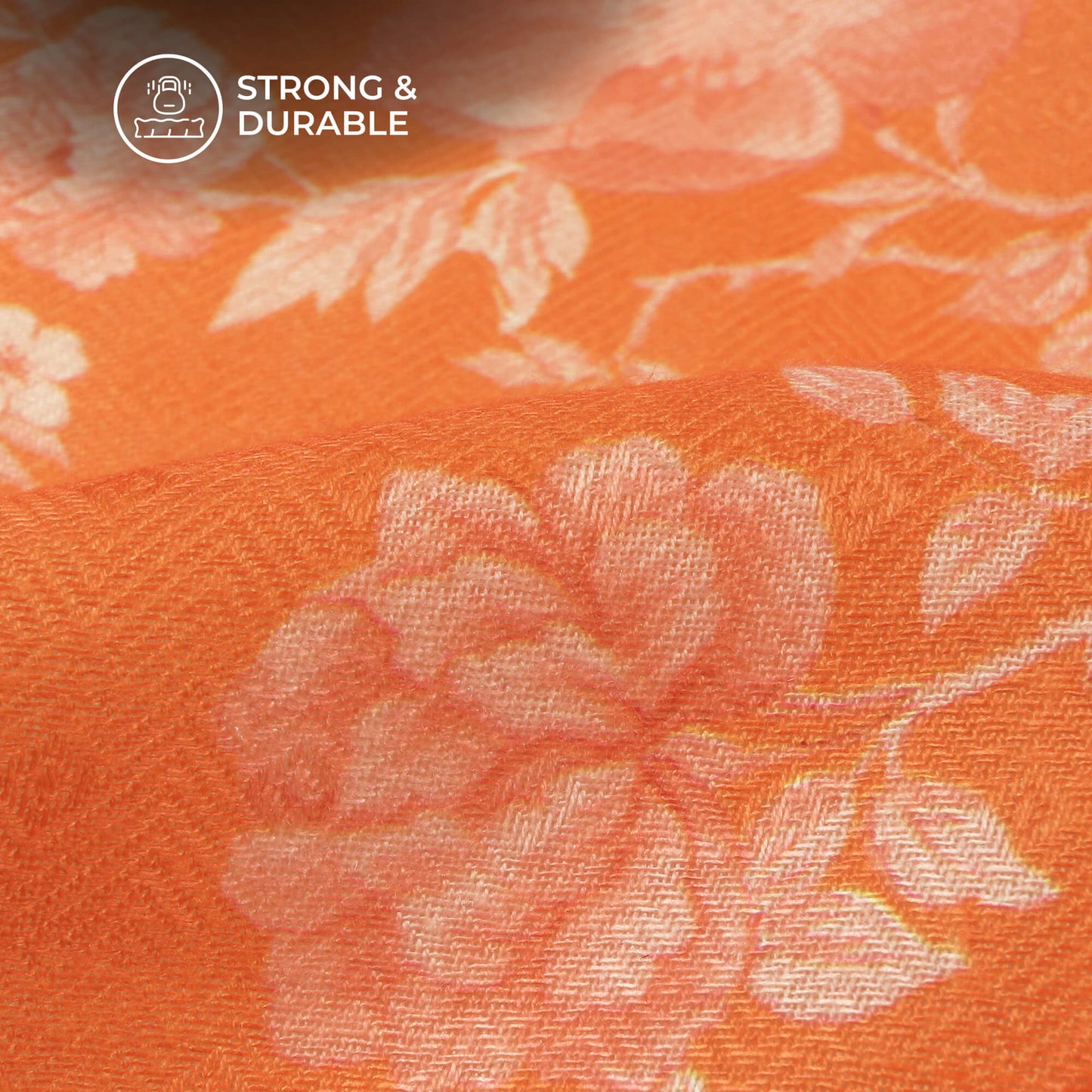 Tiger Orange Floral Digital Print Elegant Blend Pashmina Fabric