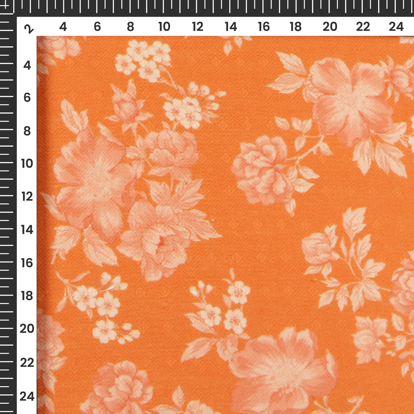 Tiger Orange Floral Digital Print Elegant Blend Pashmina Fabric