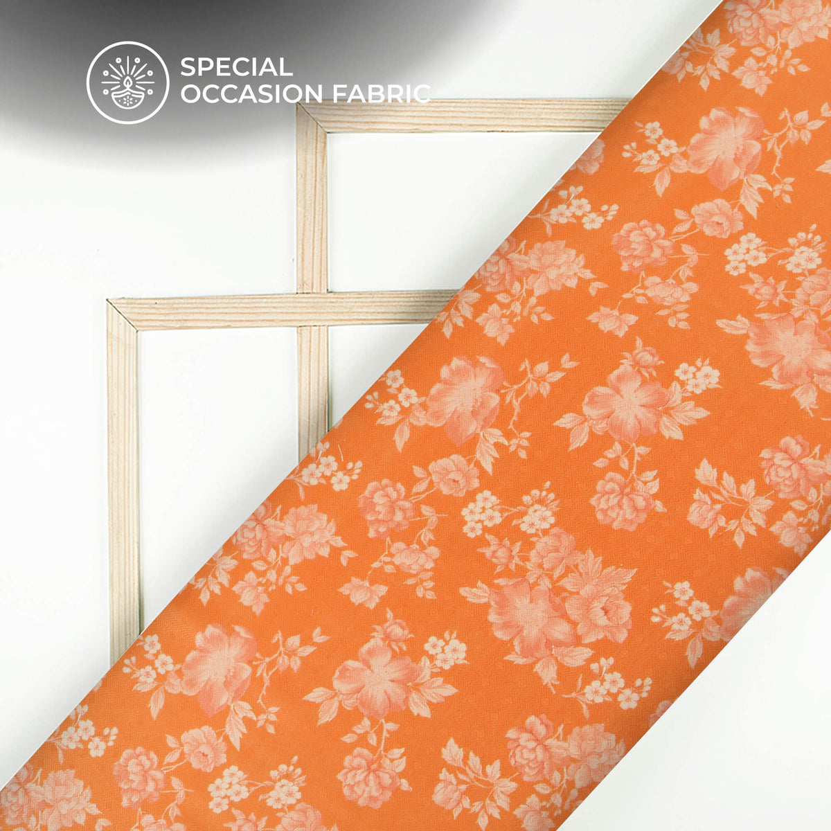 Tiger Orange Floral Digital Print Elegant Blend Pashmina Fabric