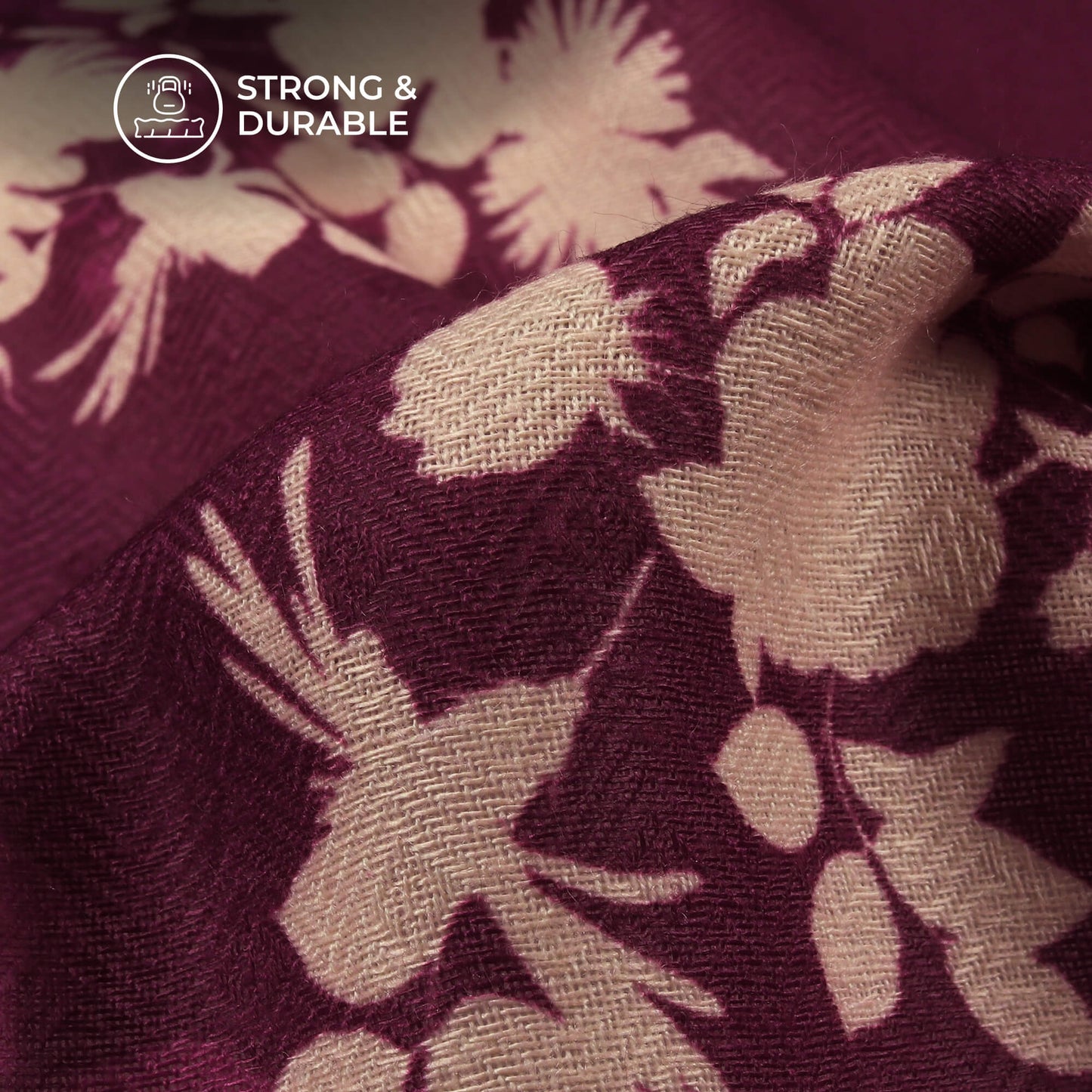 Plum Purple Floral Digital Print Elegant Blend Pashmina Fabric