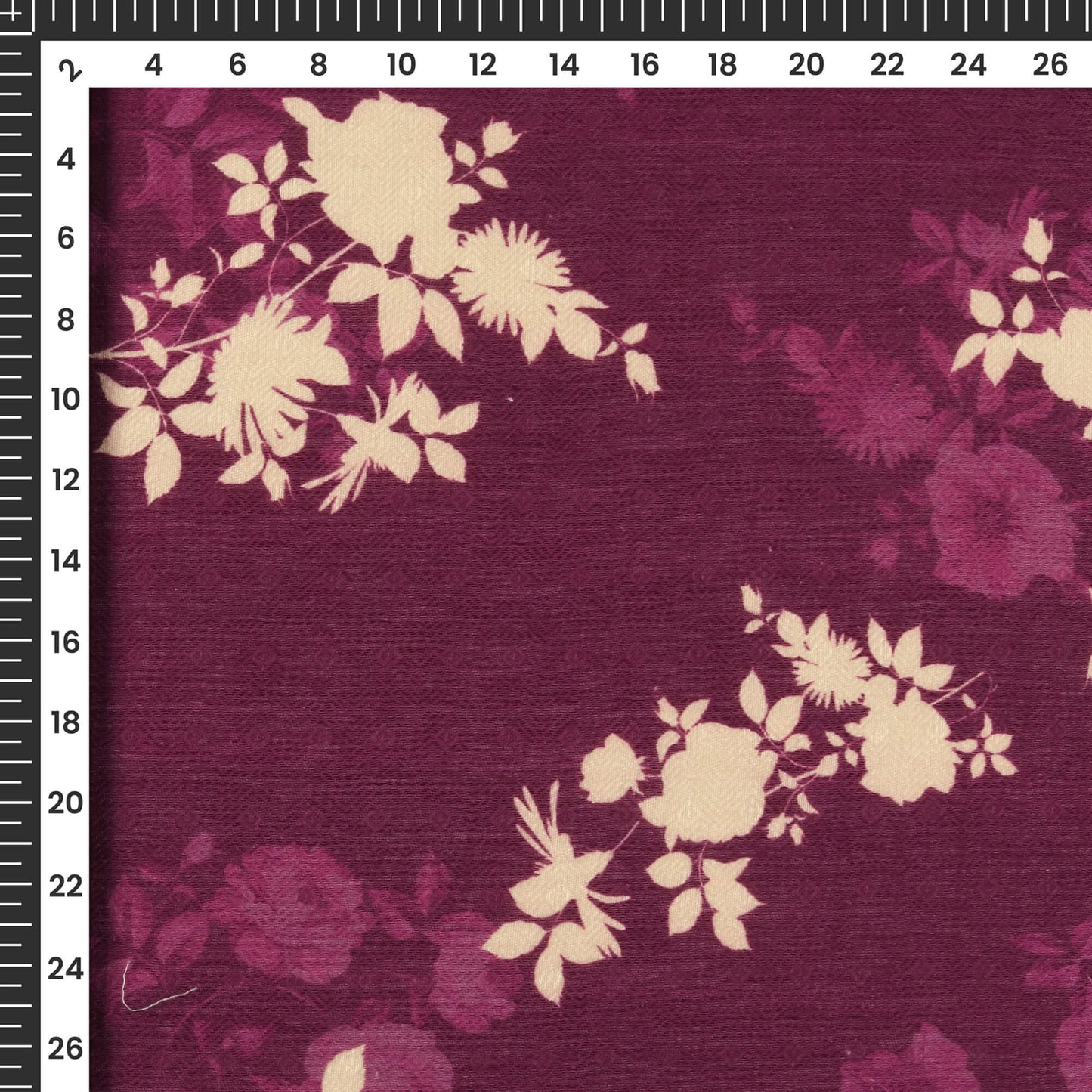 Plum Purple Floral Digital Print Elegant Blend Pashmina Fabric