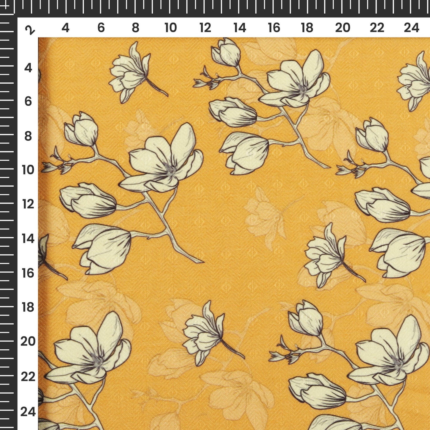 Mustard Yellow Floral Digital Print Elegant Blend Pashmina Fabric