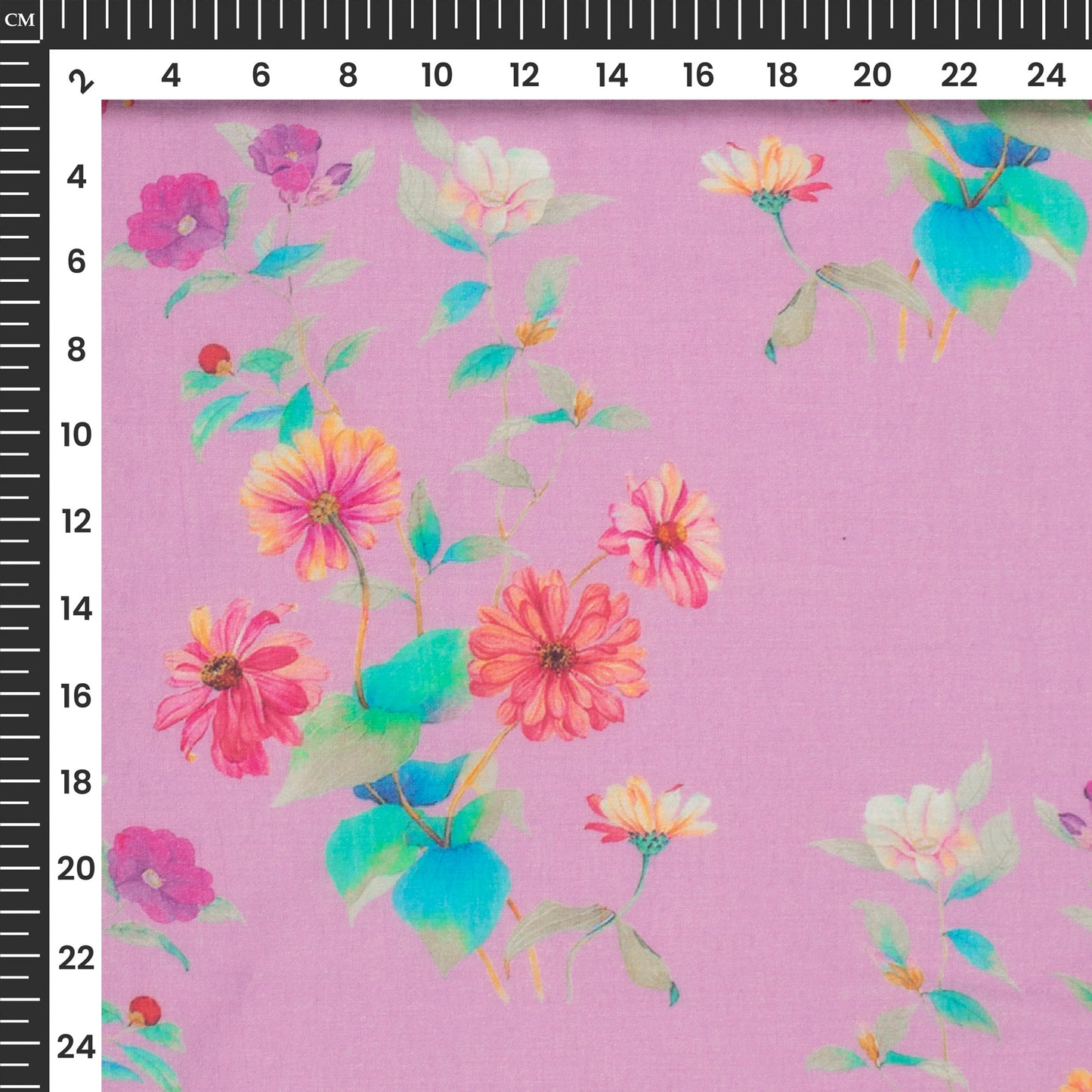 Periwinkle Purple Floral Digital Print Pure Cotton Mulmul Fabric