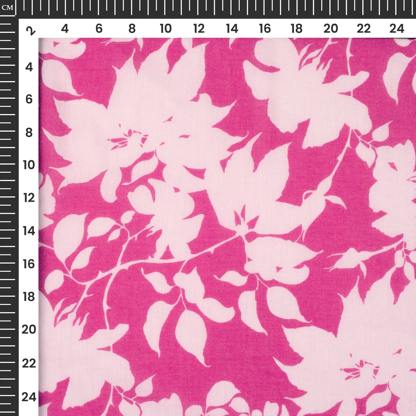 Fuscia Pink Floral Digital Print Pure Cotton Mulmul Fabric
