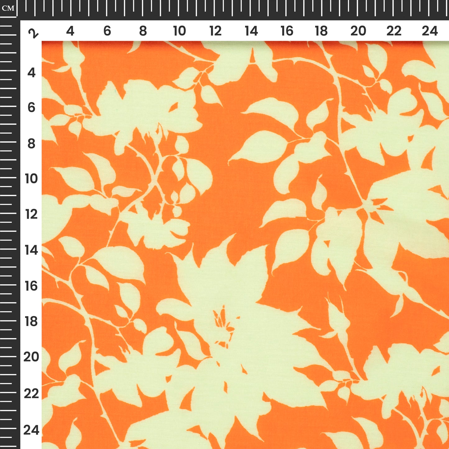 Tangerine Orange Floral Digital Print Pure Cotton Mulmul Fabric