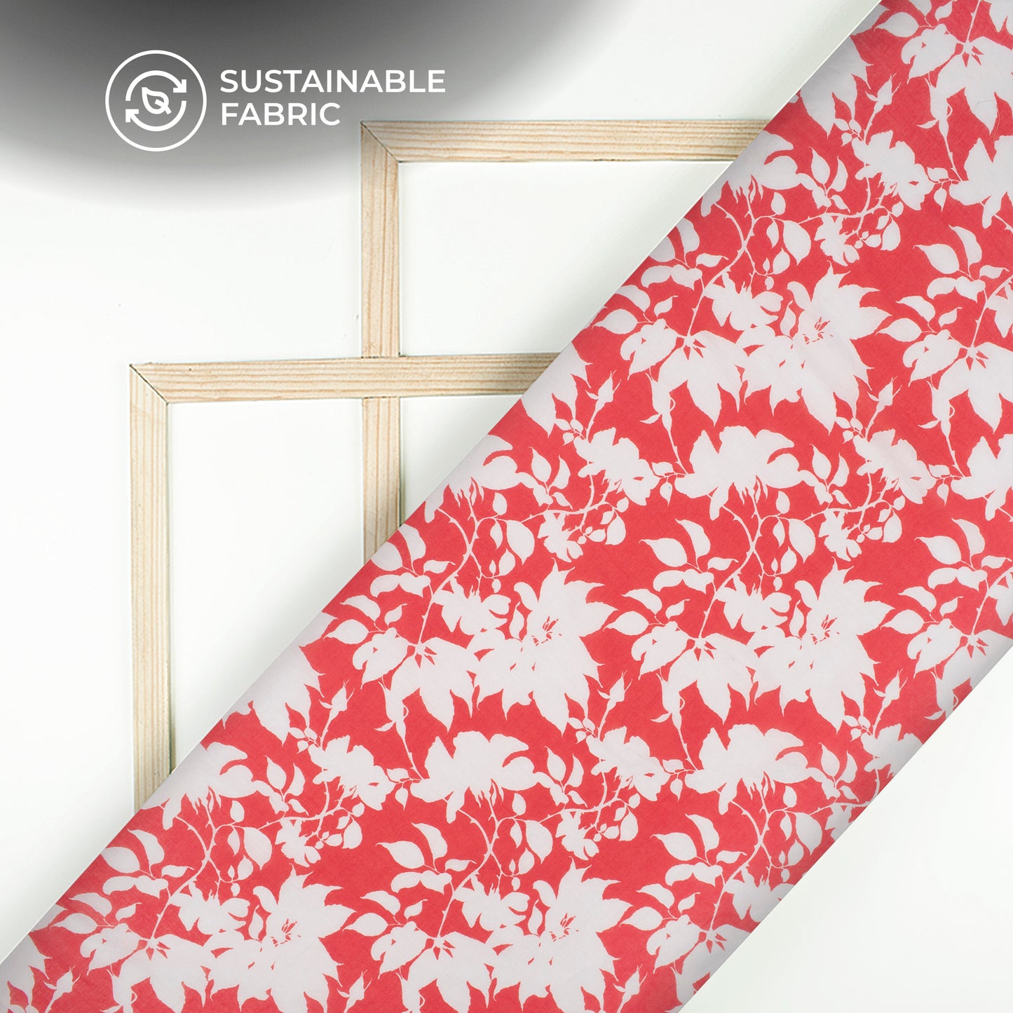 Rose Red Floral Digital Print Pure Cotton Mulmul Fabric