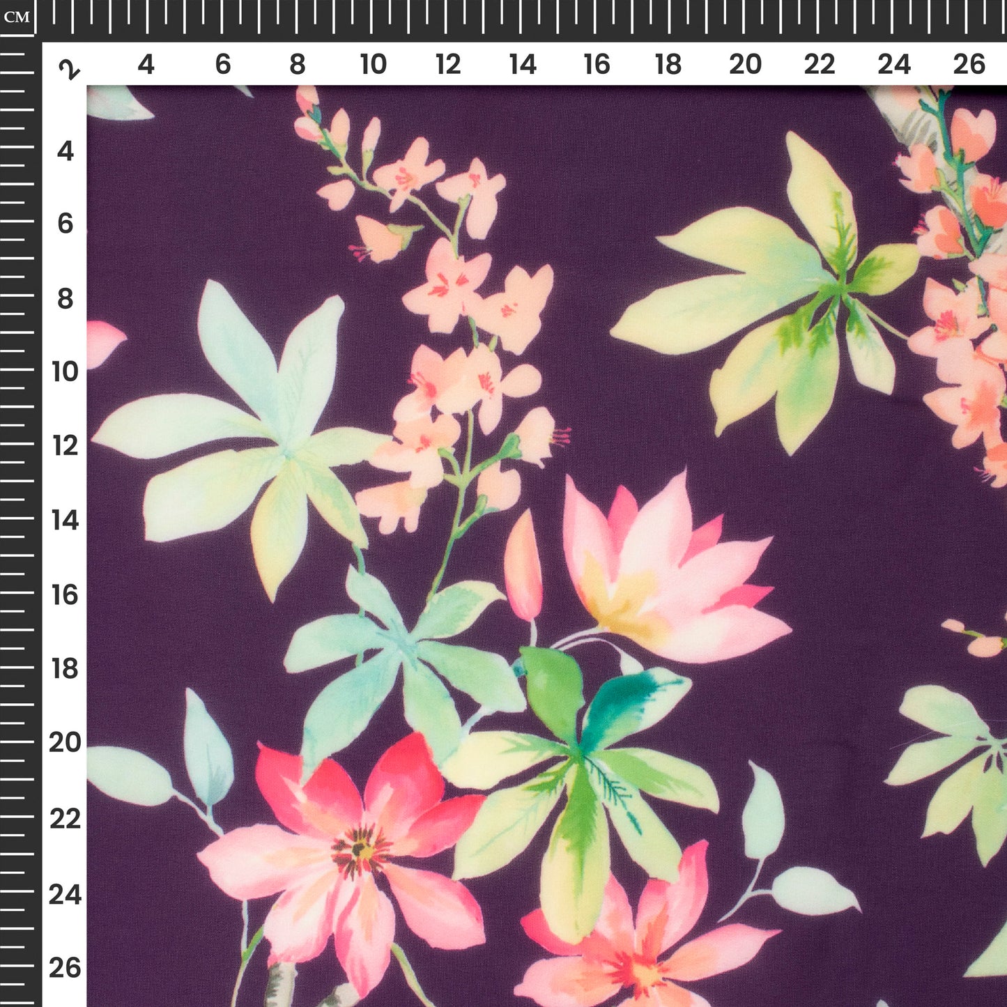 Purple Floral Digital Print Georgette Fabric