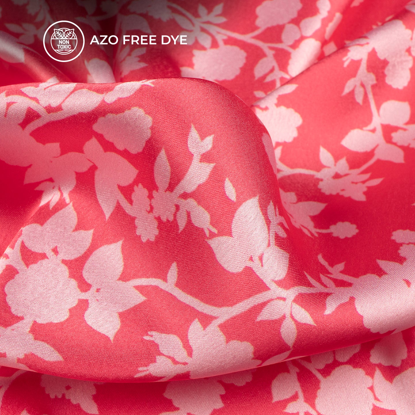 Charming Pink Floral Digital Print Japan Satin Fabric