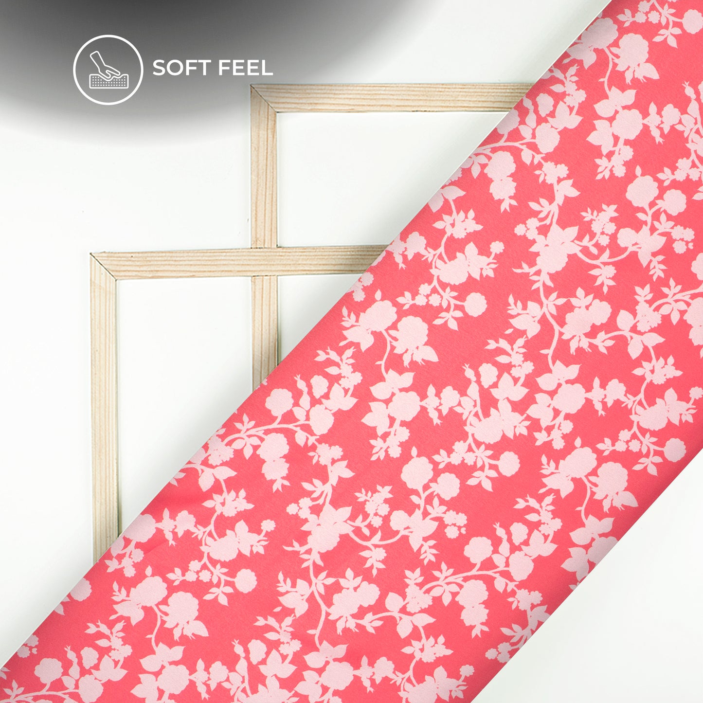 Charming Pink Floral Digital Print Japan Satin Fabric